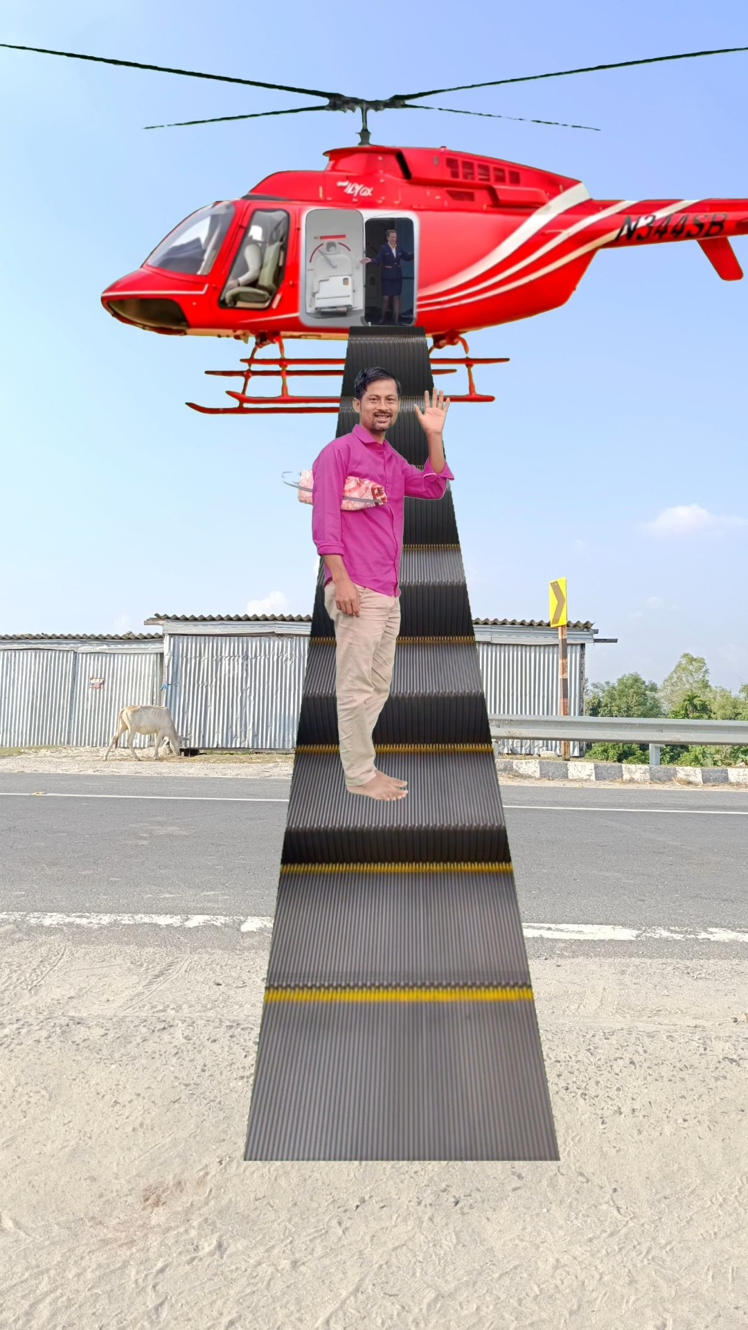 I going to market by helicopter ?? - Funny vfx magic video #helicopter #funny #vfx